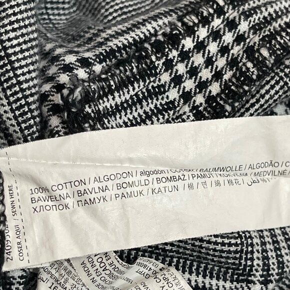 MANGO High Rise Pants Women's Size Medium 100% Cotton Ankle Black‎ White Plaid - Picture 7 of 13